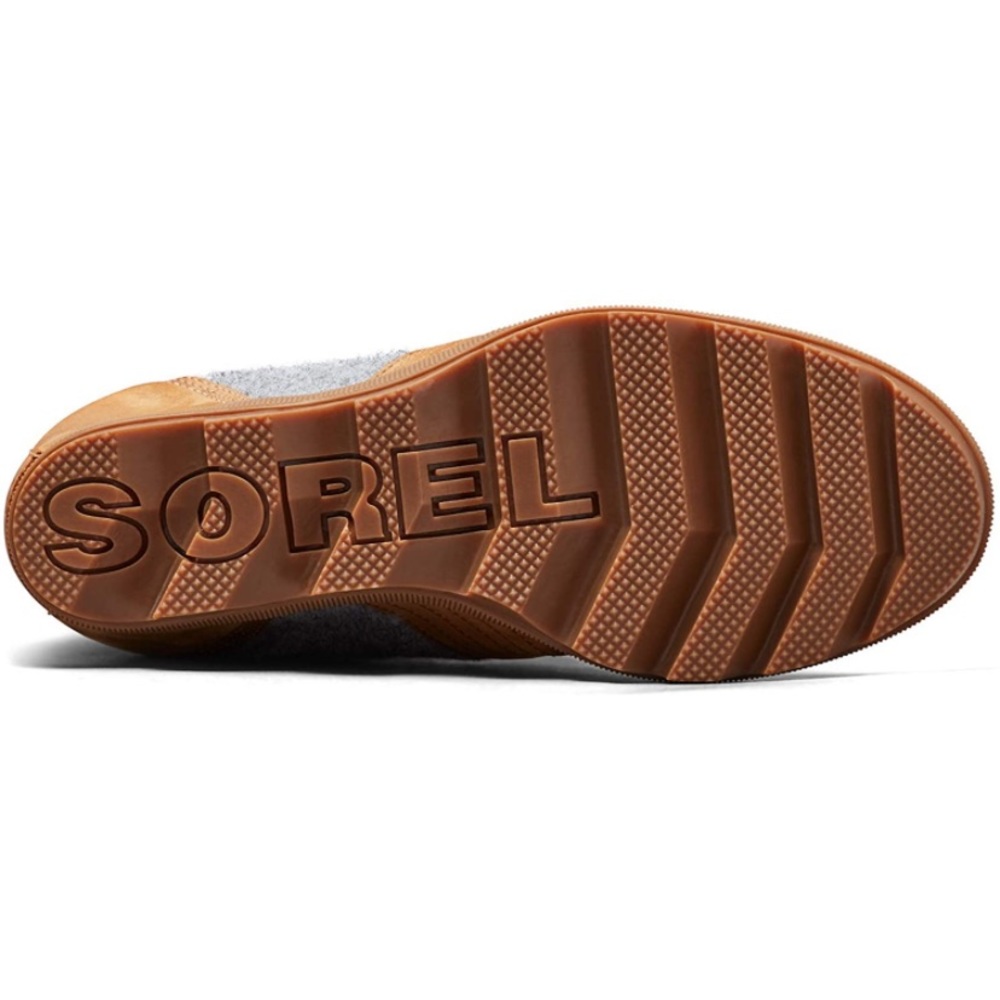 New! Sorel Lexie Wedge Lace Up Waterproof Leather Felt Boot - Camel Brown & Gray - Picture 10 of 11